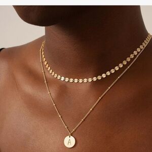 Initial “A” 14K Gold Plated Letter Layered Pendant Necklace NEW in Box